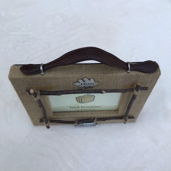 NWT MUD PIE / 4x6 Burlap "Back to Nature" Picture Frame - Picture 5 of 6